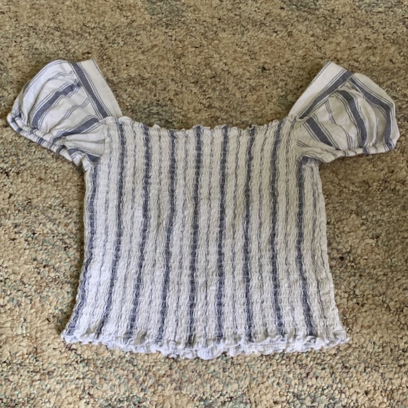 Mudd Blue and White Striped Cap Sleeved Junior Girl’s Top, Size Small - Picture 2 of 2